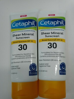 CETAPHIL Sheer Mineral Sunscreen Lotion Sensitive Skin 3 oz SPF 30 (2pk bundle)