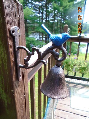 Cast Iron Blue Bird of Happiness Hanging Bell