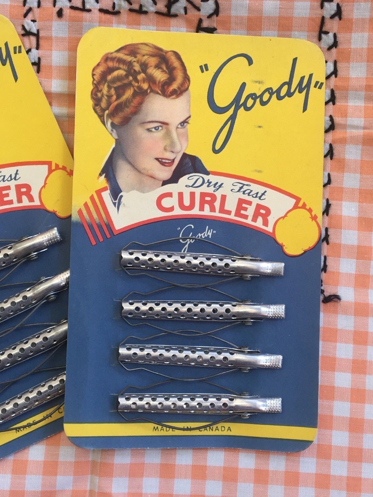 vintage NOS Carded GOODY Dry Fast Curler HAIR CURLERS advertising package box