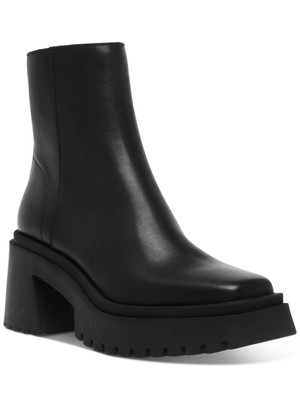 

STEVE MADDEN Женские черные кожаные ботильоны на платформе 1-1/2 дюйма на блочном каблуке Fella 5,5 м, Черный, FELL03S1