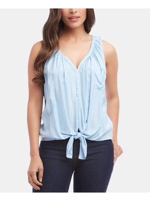 

KAREN KANE Женский синий топ без рукавов с V-образным вырезом Размер