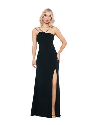 XSCAPE Womens Black High Slit Lined Sleeveless Full-Length Sheath Dress 8