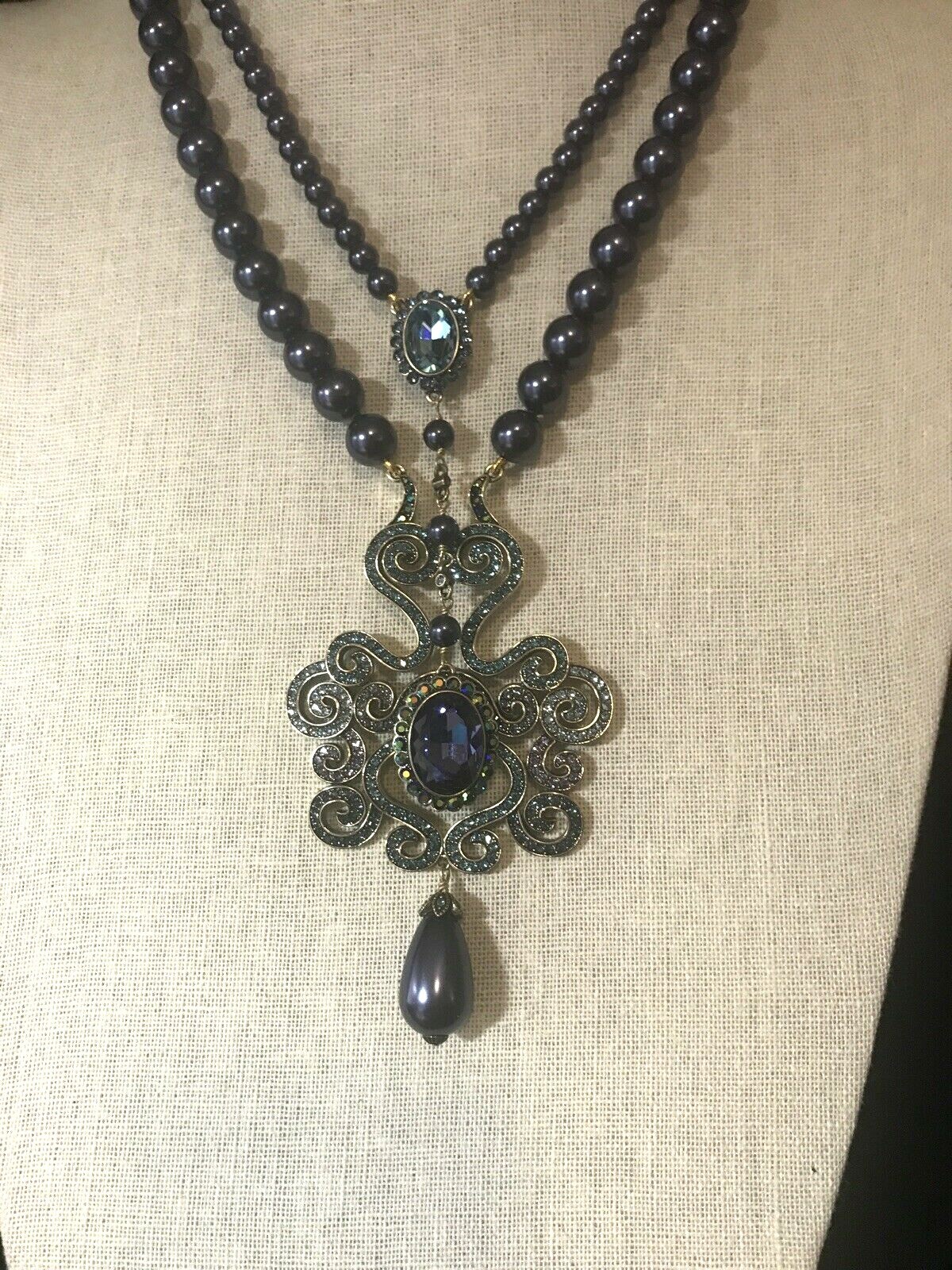 Pre-owned Heidi Daus "dynamic Elegance" Beaded Crystal Necklace