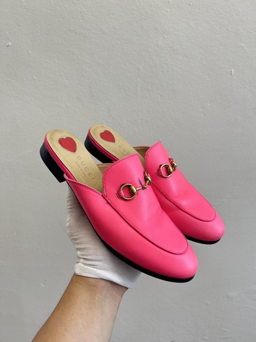 GUCCI WMNS 6 US / 36 EU Princetown Mule Horsebit Loafer Hot Pink