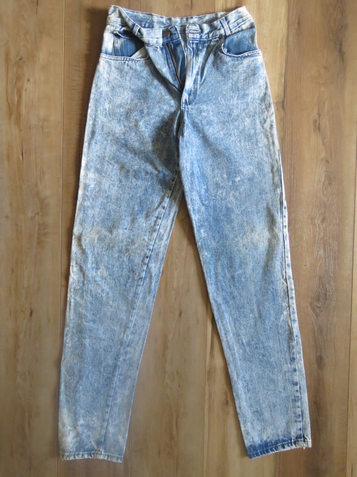 VTG Retro Cotler 80s 90s Acid Wash Distressed Striped Denim