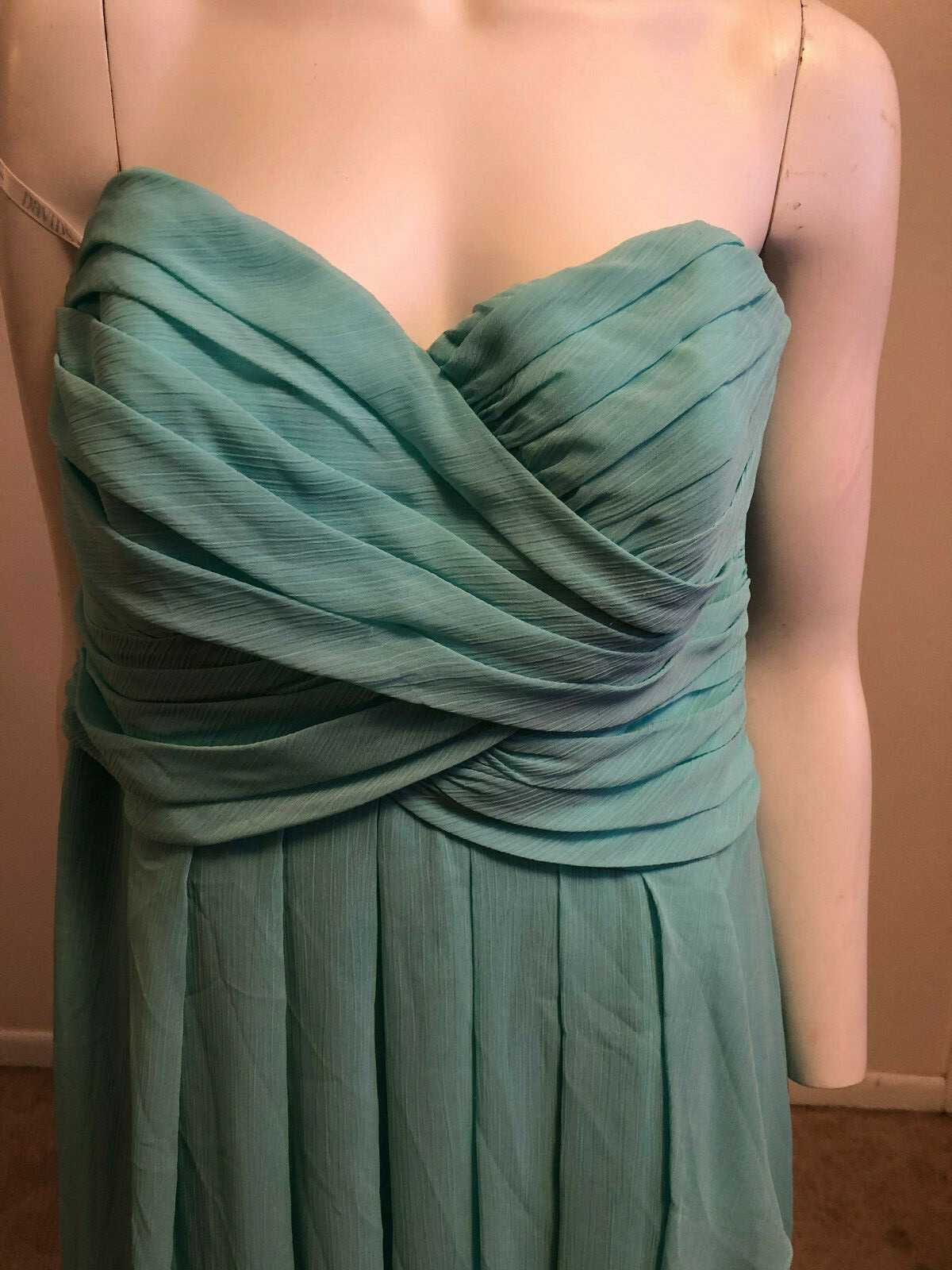Ankle Length Strapless Formal Prom Dress David's Bridal Teal Size 12