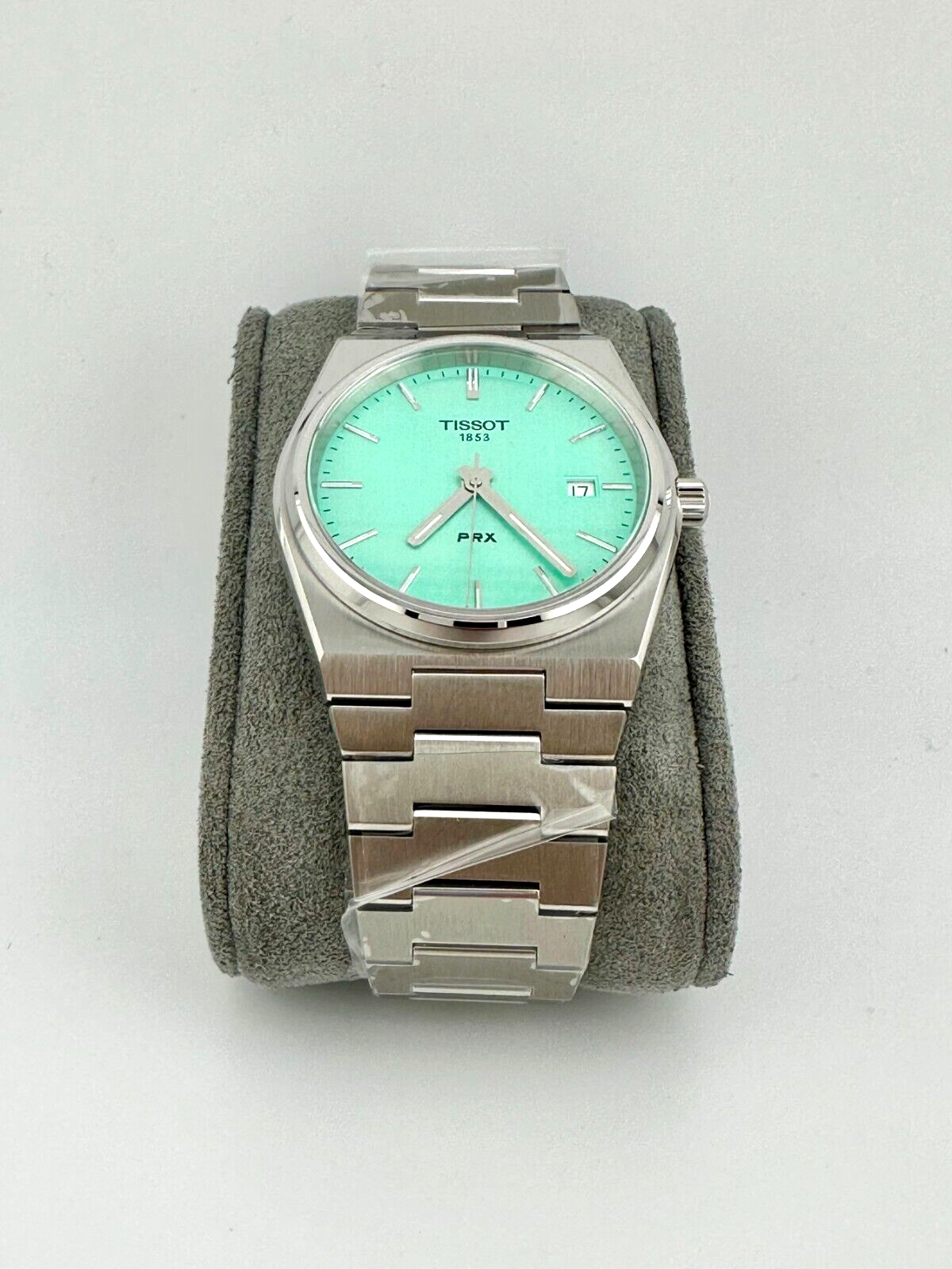 Pre-owned Tissot Prx Light Green Steel Watch T137.410.11.091.01 In Box With Tags