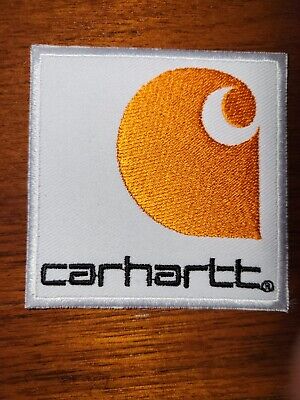 CARHARTT WHITE & ORANGE EMBROIDERED IRON ON PATCHES  3''X3''