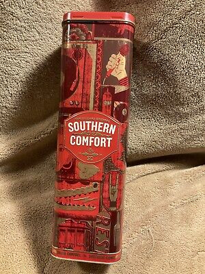 Southern Comfort Metal Tin Tall Red Advertising Lid England
