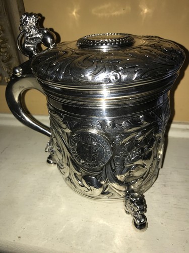 Baroque Danish lidded silver tankard