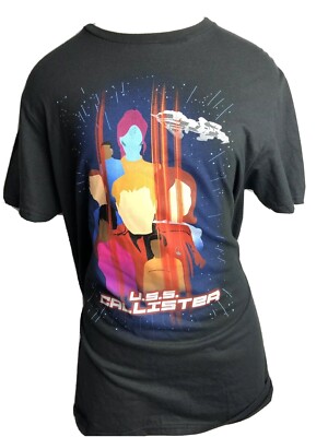 Black Mirror Netflix Womans  Black Uss Callister Graphic T Shirt  Size Small