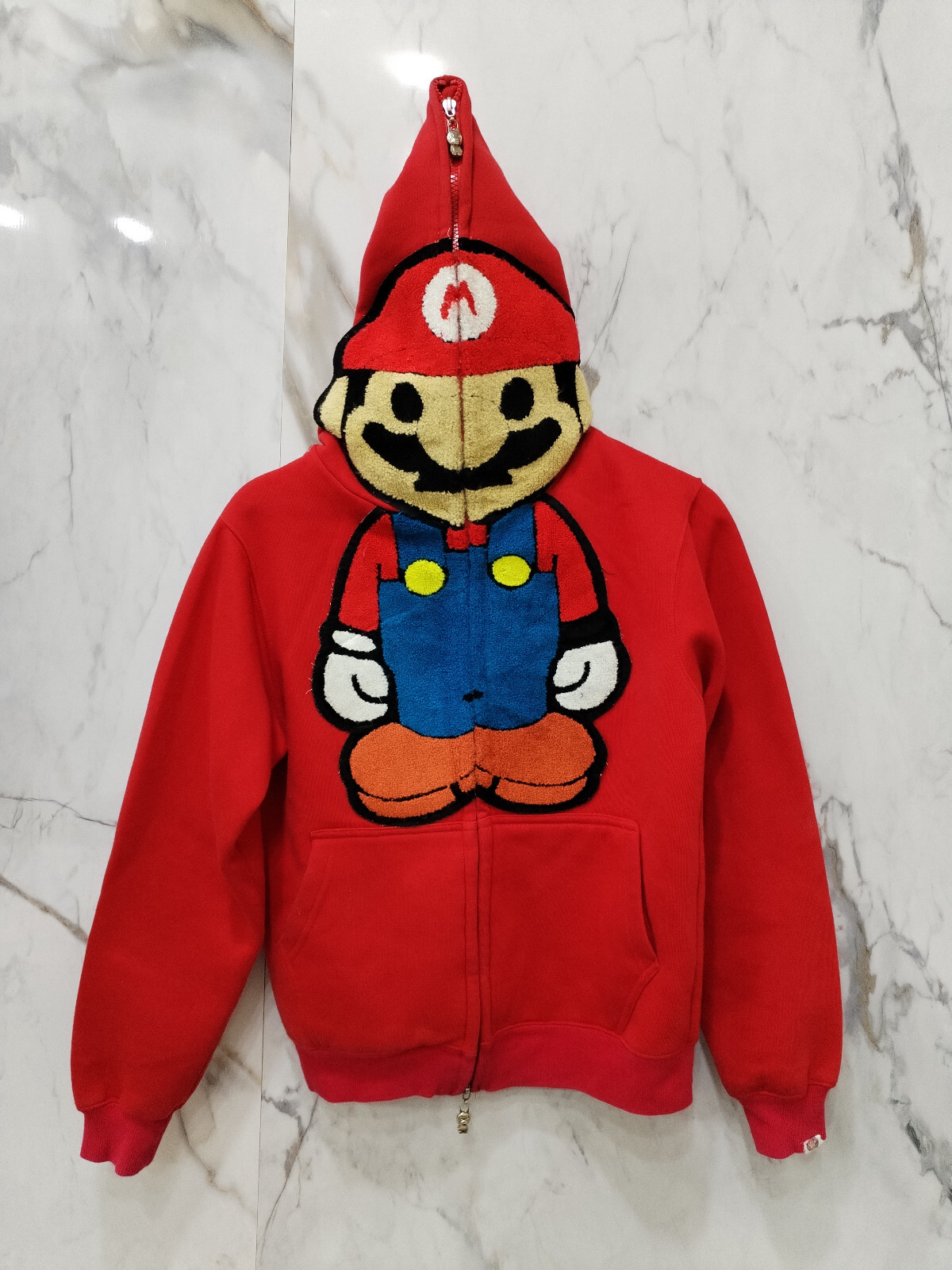 Super Mario x BABY MILO A Bathing Ape BAPE Full Zip Hoodie Men's Red Size S  | eBay
