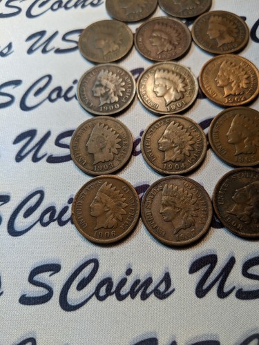 Indian head penny lot, 14 Coins, NO DUPLICATE DATES (12119-1)