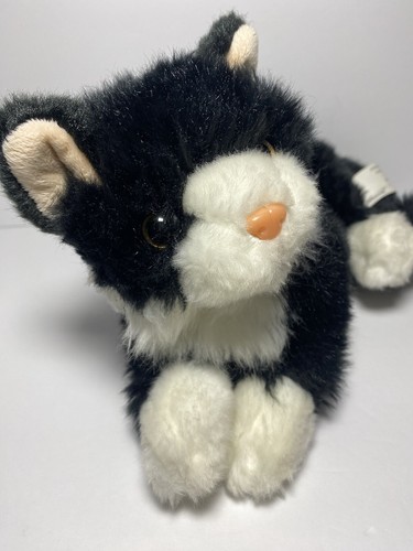 R Us Cat Plush Black And White Tuxedo Stuffed Kitty Realistic