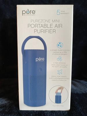 Small Personal Blue Air Purifier Compact Design for Bedroom or Desktop