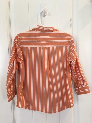 Gymboree Shirt 3T  Boy's Orange White Stripe Spring Button Front Shirt