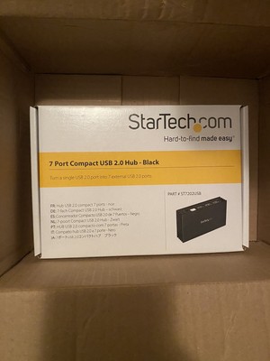 StarTech 7 Port Compact USB 2.0 Hub- Black. Open Box. FAST FREE SHIPPING.
