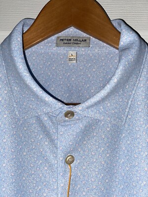 Peter Millar Crown Sport Pinkies  Up Performance Mesh Golf Polo Large