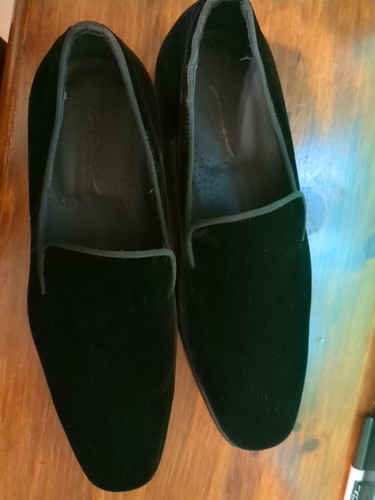 Pre-owned Saks Fifth Avenue $398 Saks Fifth Ave Velvet Tuxedo Loafers Size 10.5 In Black