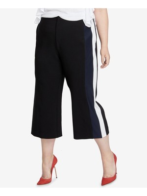 

RACHEL ROY Женские черные укороченные широкие брюки в полоску, Черный, RMFB023643WSH
