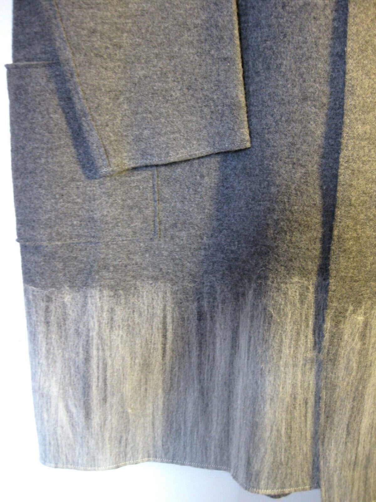 Pre-owned Eileen Fisher $498  Boiled Wool Mohair Ash/soft White Kimono Coat L / Xl