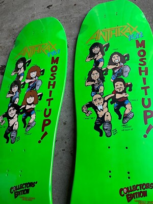 Brand-X 1987 & 2022 Anthrax ''Mosh It Up'' Collectors Ed. Reissue Skateboard Decks