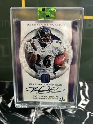 2017 PANINI PANTHEON ROD WOODSON MILESTONE SCRIPTS 2/3 AUTO BALTIMORE RAVENS
