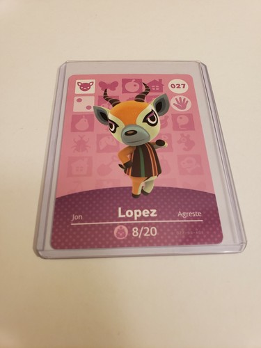 Lopez # 027 27 Animal Crossing Amiibo Card AUTHENTIC Series