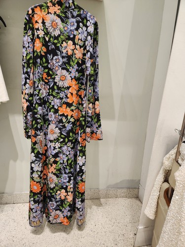 Pre-owned Rabanne H&m X Paco  Jacquard Knit Cut-out Floral Dress Sz Xl In Printed Orange/ Gold/silver/black