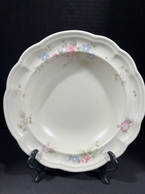 6 Pfaltzgraff Tea Rose Pasta/Soup/Salad Wide Rimmed Scalloped Bowls 9 inches EUC