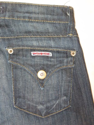Hudson Little Girls Straight Jeans Sz 14 Flap Pockets Dark Distressed Stretch