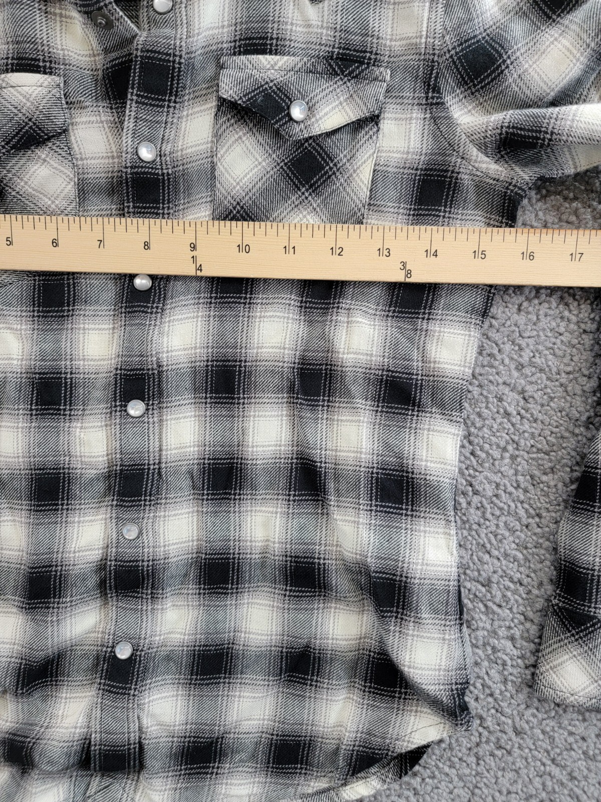 Polo Ralph Lauren Plaid Flannel Western Button Shirt Big Girls 10 Cream/Black - Picture 7 of 20