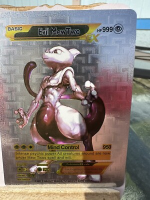 Evil Mewtwo Hp999 Silver Foil Card  Fan Art Nm