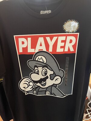 Super Mario Brothers Nintendo PLAYER Mario Officially Licensed T-Shirt LARGE