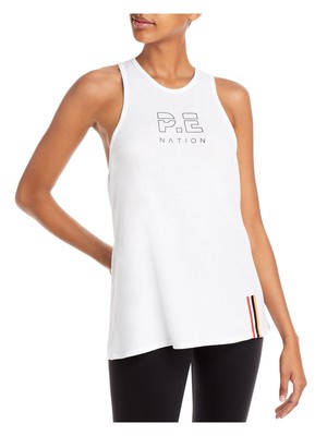 

P. E NATION Женская белая удлиненная майка без рукавов с логотипом Active Wear, Белый