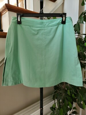 Jones New York Women's Solid Green Cotton Pull on A-Line Short Skirt Size Medium
