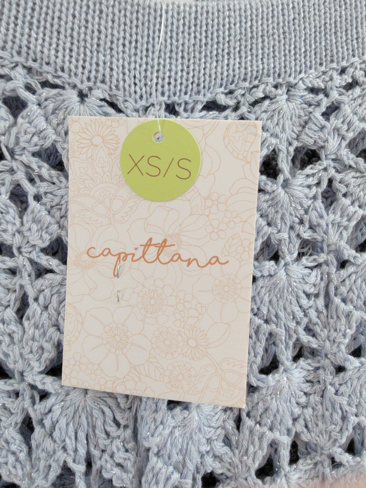 Capittana Crochet Pants Beachwear Cover-up Women's XS/S Light Blue Pull-On + - Picture 12 of 14