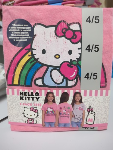 【k】 HELLO KITTY GIRLS 2 PACK GRAPHIC TEES PINK AND GRAY SIZE 4/5