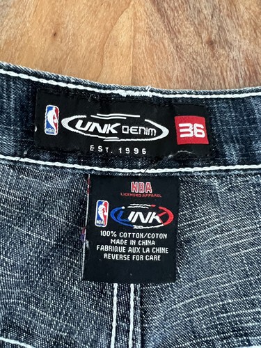 Vtg Y2K NBA UNK Miami Heat Jeans Black Baggy Fit Skater Relaxed Basketball 34/36
