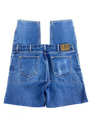 Diamond Gusset Men's Defender Motorcycle Riding USA Distressed Blue Jeans 40x36