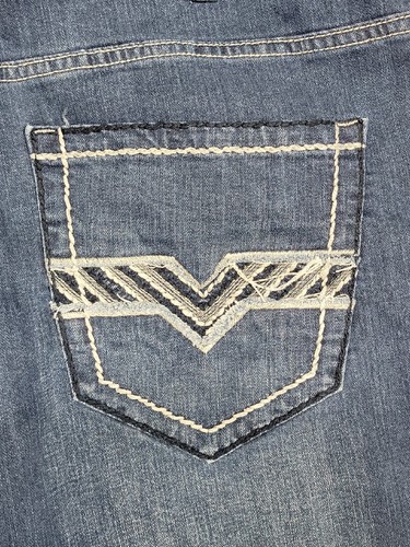 Safari Denim Jeans Boot Cut Whiskered Blue Denim Jeans Men's 44x30