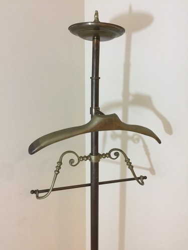 Solid Brass Tall Vintage Coat Rack Valet For Jacket Pants And Coins