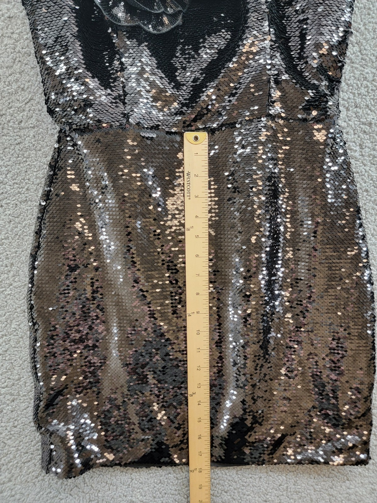 MILLY Sascha Sequin Strapless Mini Dress Women's 4 Black Straight Neck Back Zip - Picture 9 of 18