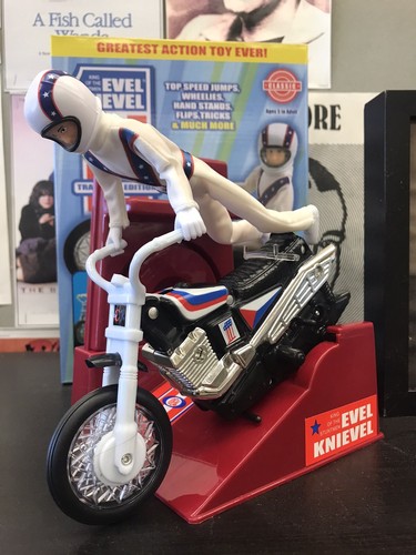 Evel Knievel Stunt Cycle Toy-Wind Up Energizer Launcher