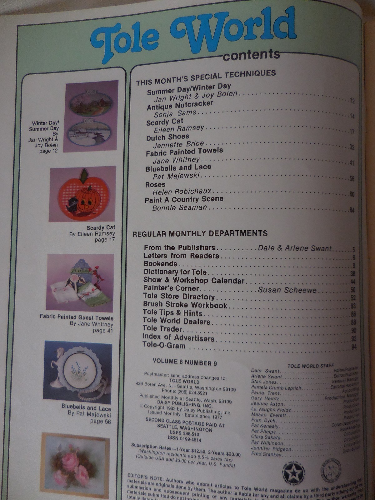 Tole World Decorative Painting Book, September 1982