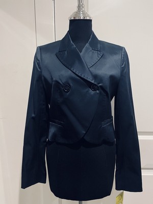 Flavio Castellani Women Navy Blue Blazer European Size 40 (US 4)