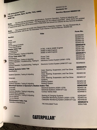 Caterpillar 740 Articulated Truck Service Manual AXM1-UP