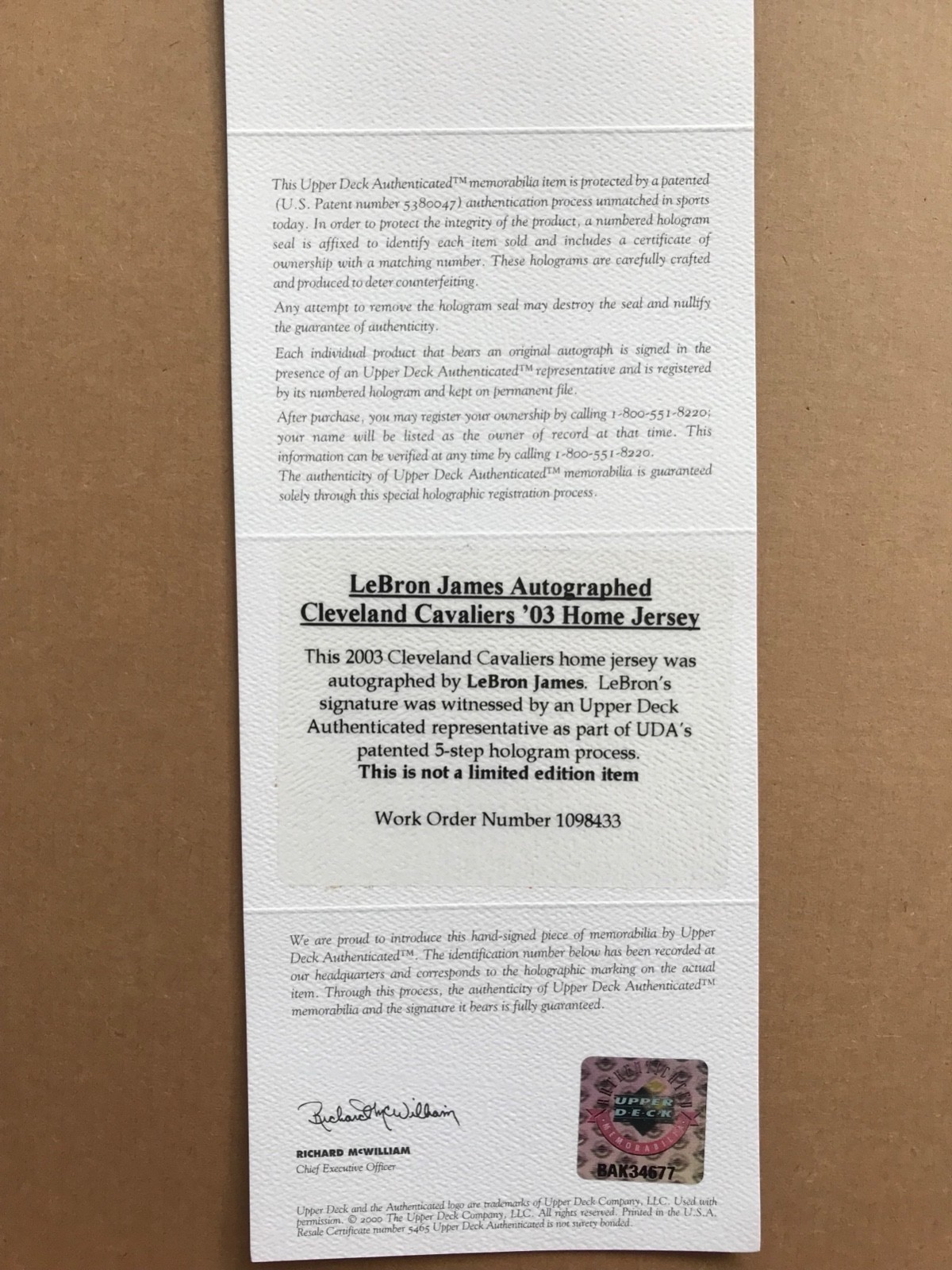 Lebron James Autographed Cavaliers 2003 Home Jersey (Rookie Year) - UDA COA