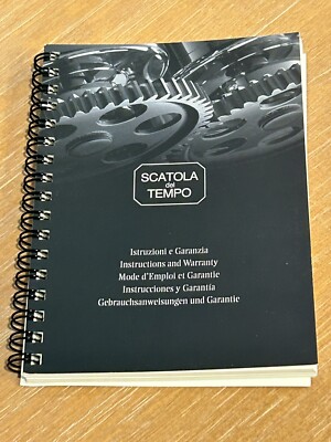 New-SCATOLA del TEMPO Instructions & Blank Warranty Spiral Bound Manual