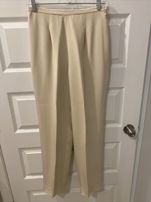 NEW Madison Studio 100% Silk Fully Lined Ivory Dress Pants Sz 8  (L9)